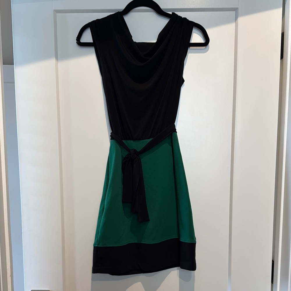 Laundry by Design Black and Green Fit and Flare Mini Dress